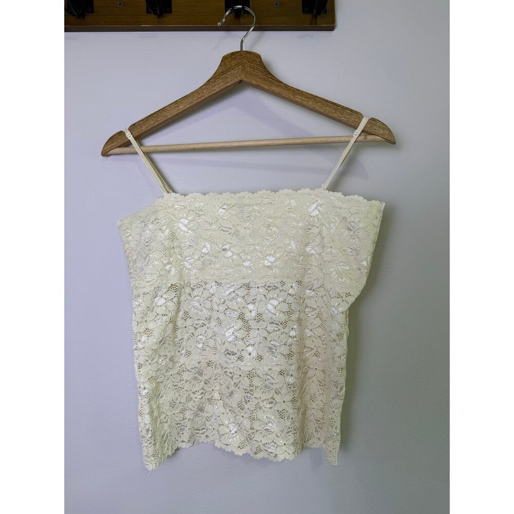 Rue21 Y2K Cream Floral Lace Sheer Cami Tank Top Fairycore Mermaidcore Large - Picture 3 of 7
